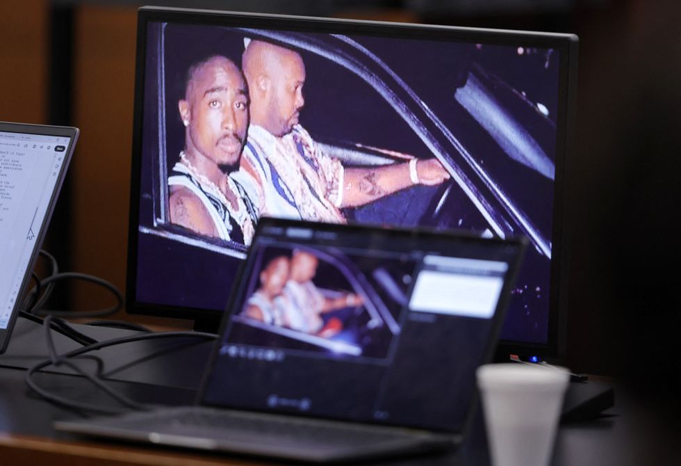 A 1996 photo of rapper Tupac Shakur and Marion "Suge" Knight