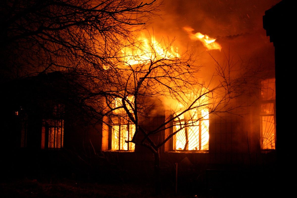 A building on fire