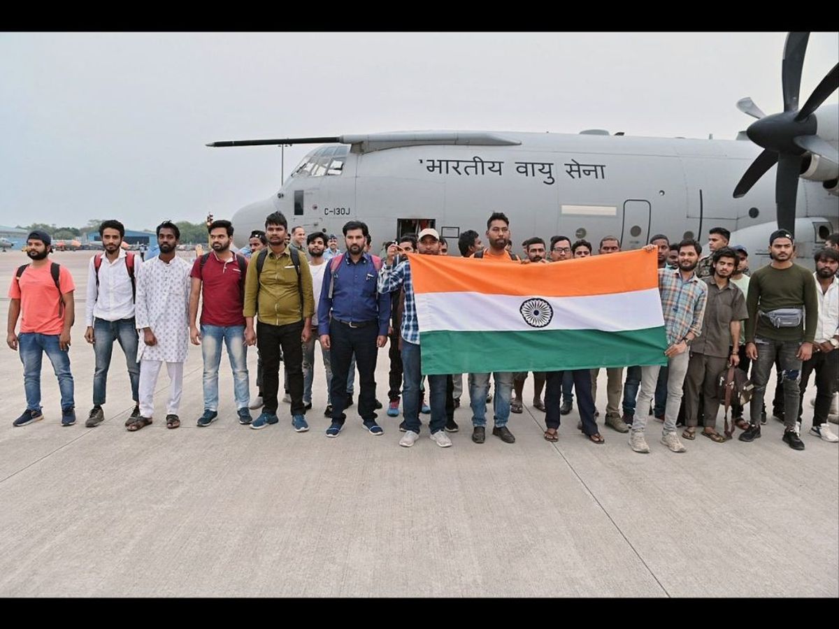 A C-130J Indian Airforce flight carrying 40 passengers under Operation Kaveri landed in New Delhi