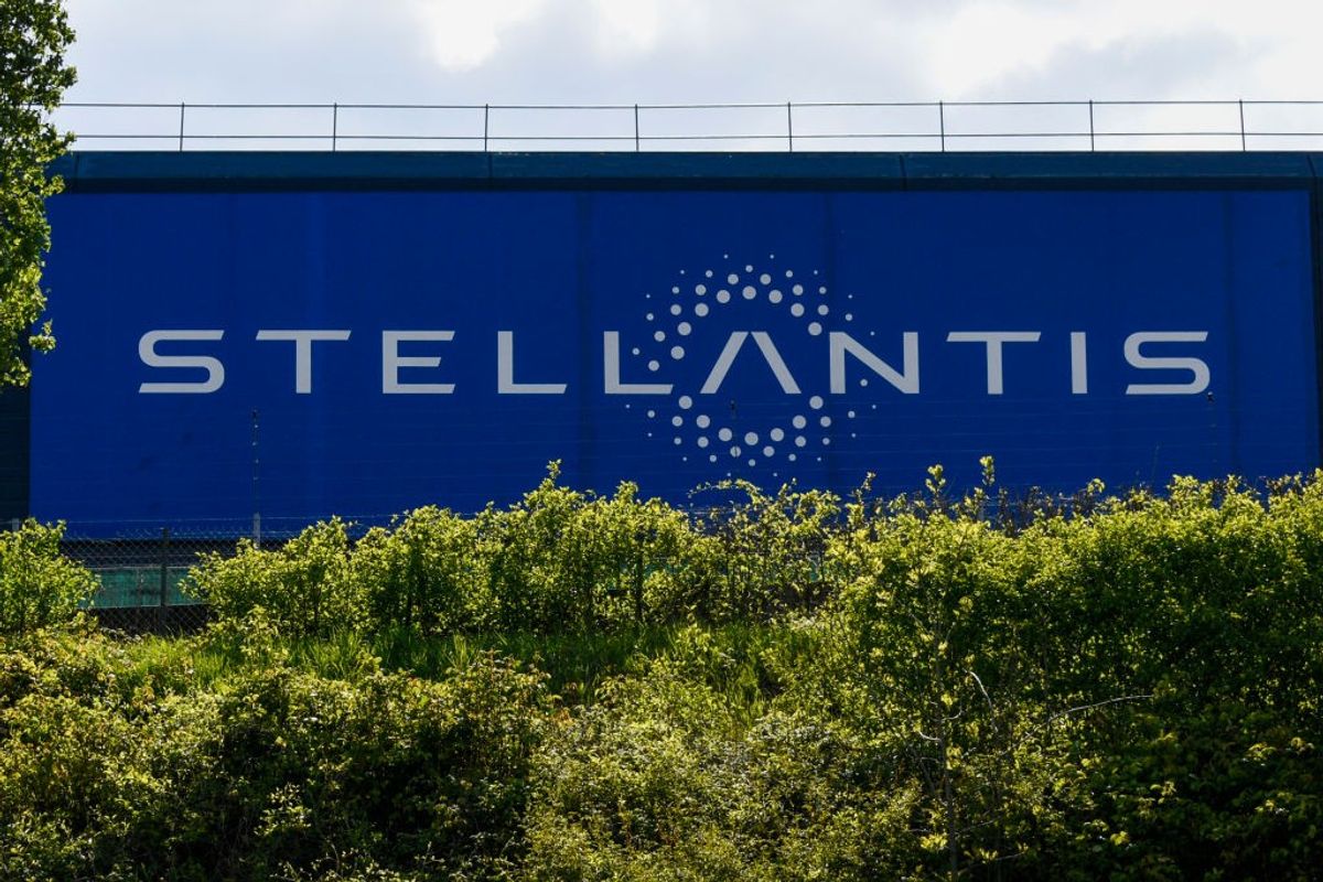 A facade of a Stellantis site in Velizy Villacoublay, France,