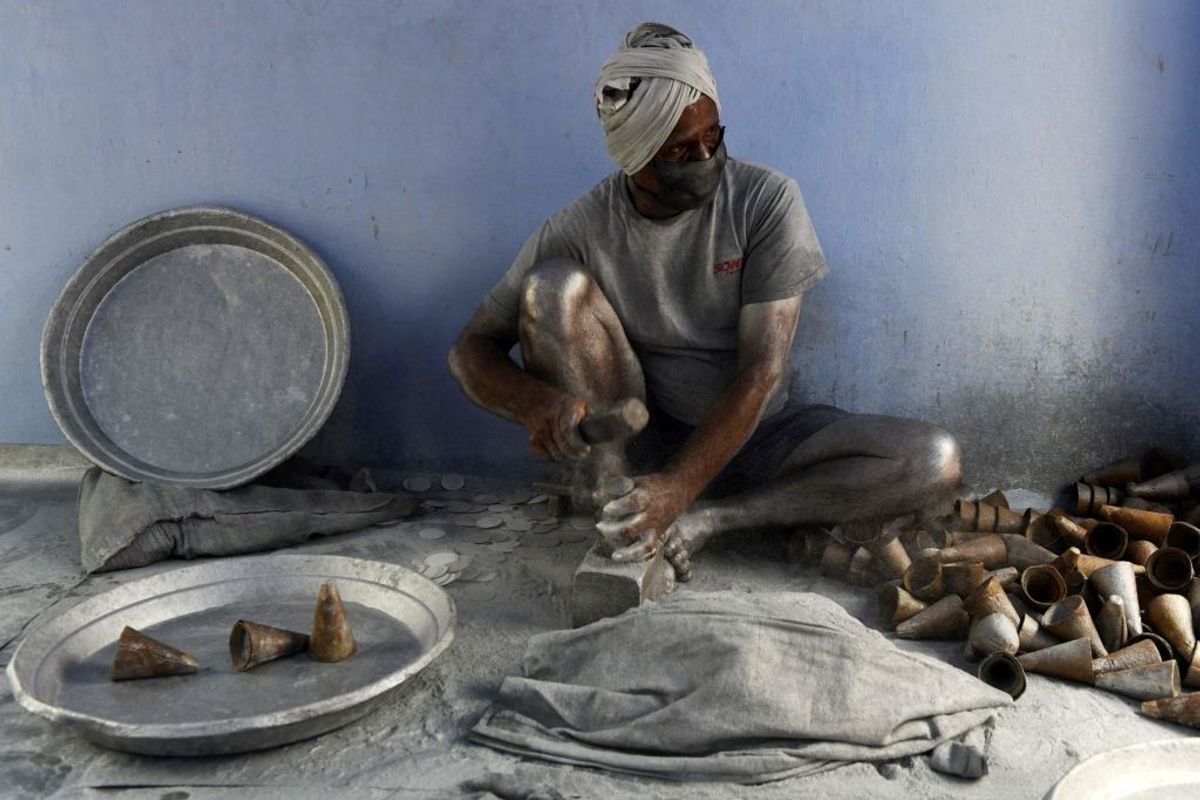 A firecracker worker in Sivakasi in the southern Indian state of Tamil Nadu