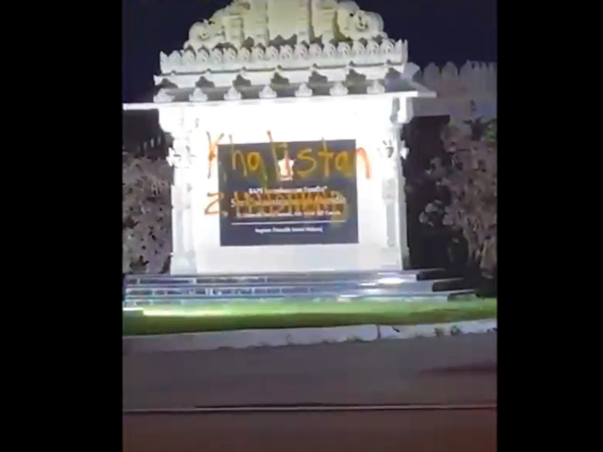 A part of BAPS Swaminarayan Temple defaced in Toronto, Canada.