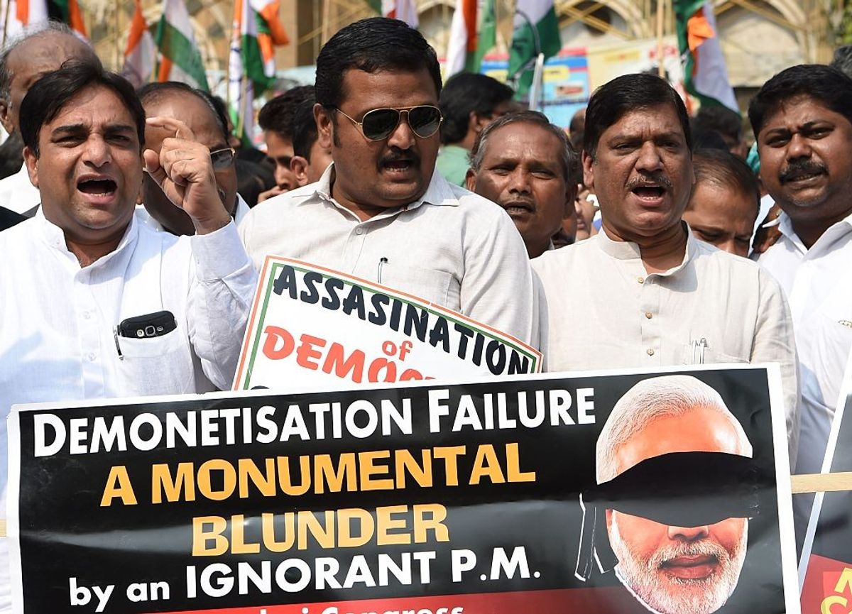 A protest against demonetisation