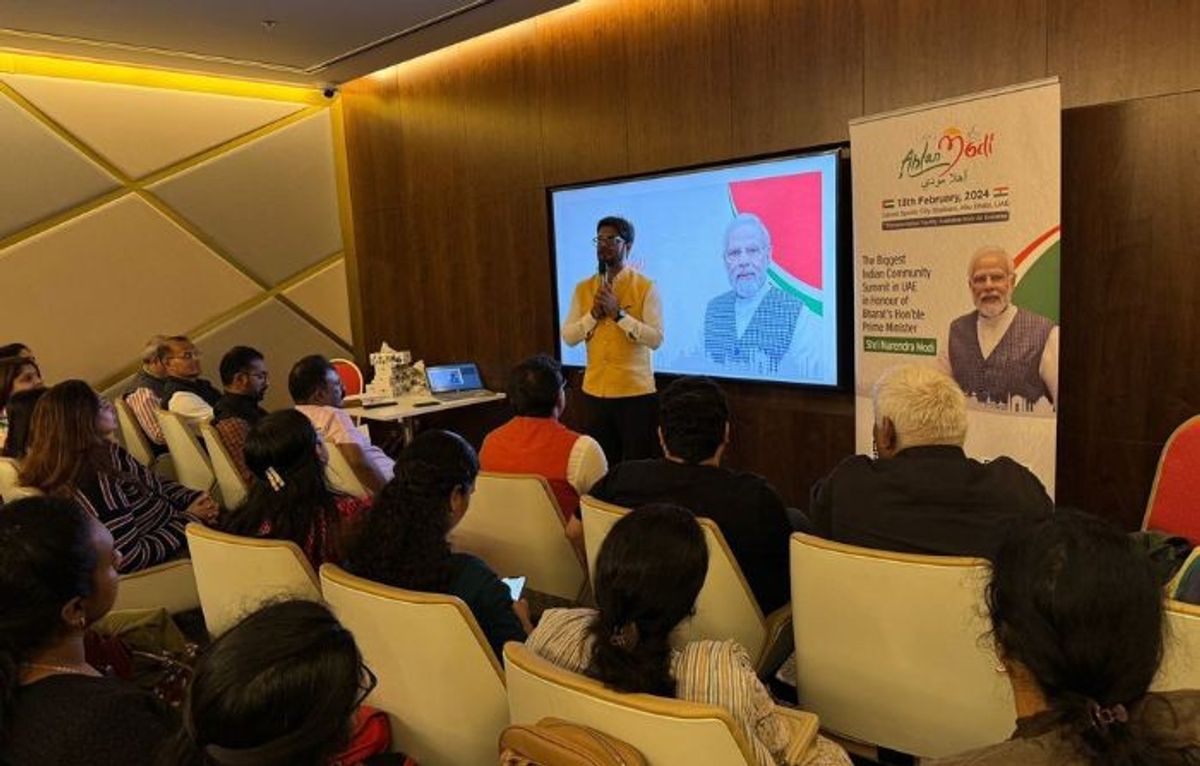 A session of volunteers ahead of Ahlan Modi 2024 event in Abu Dhabi