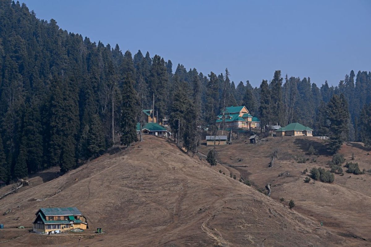 A ski resort in India's Kashmir lays bare without snow on January 2024