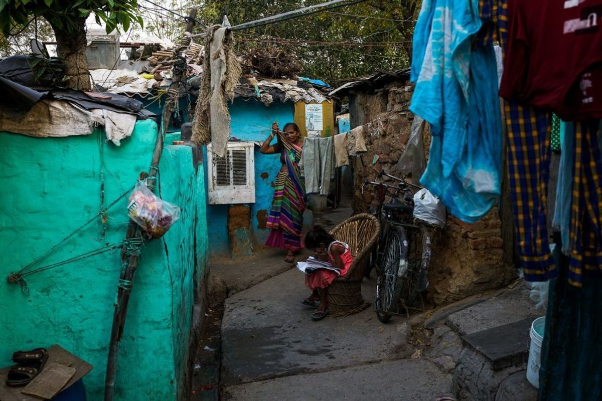 A slum area in Delhi, India.