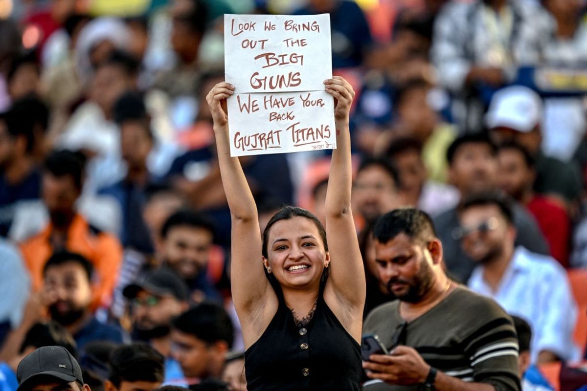 A spectator enjoys during match in IPL 2024