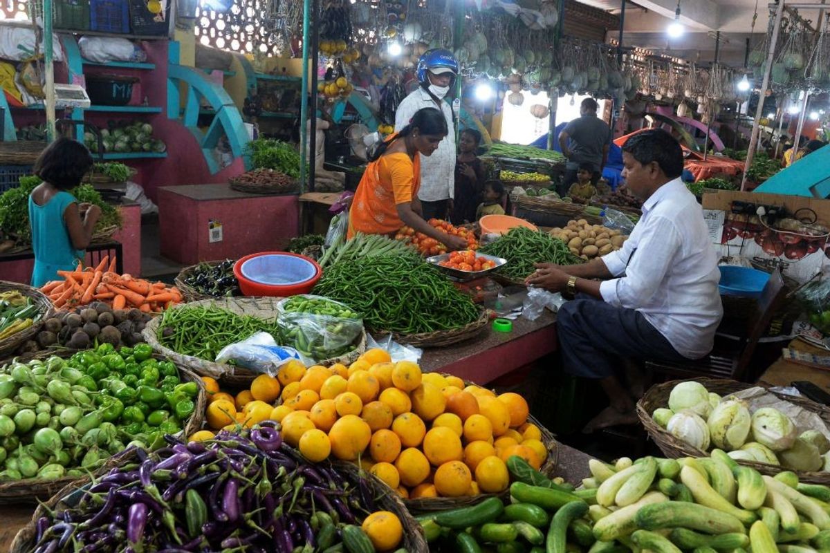 A vegetable market in India