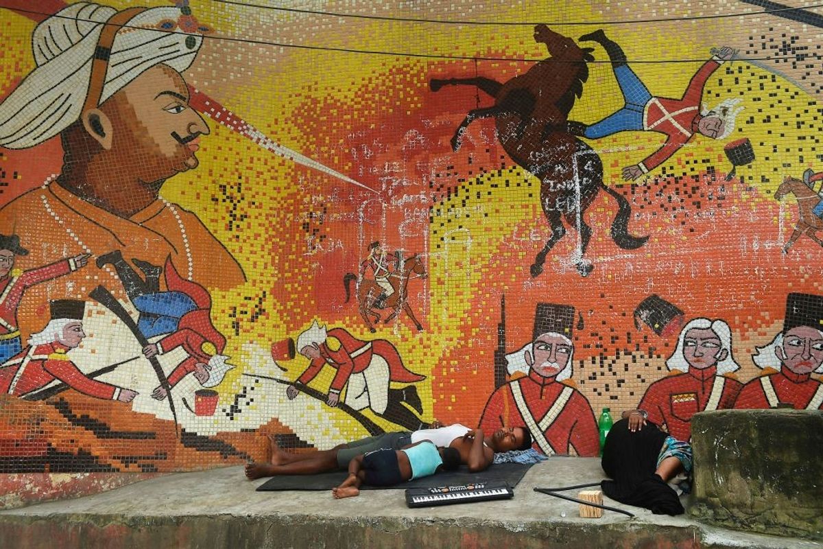 A wall mural of depicting Indian warrior king Tipu Sultan