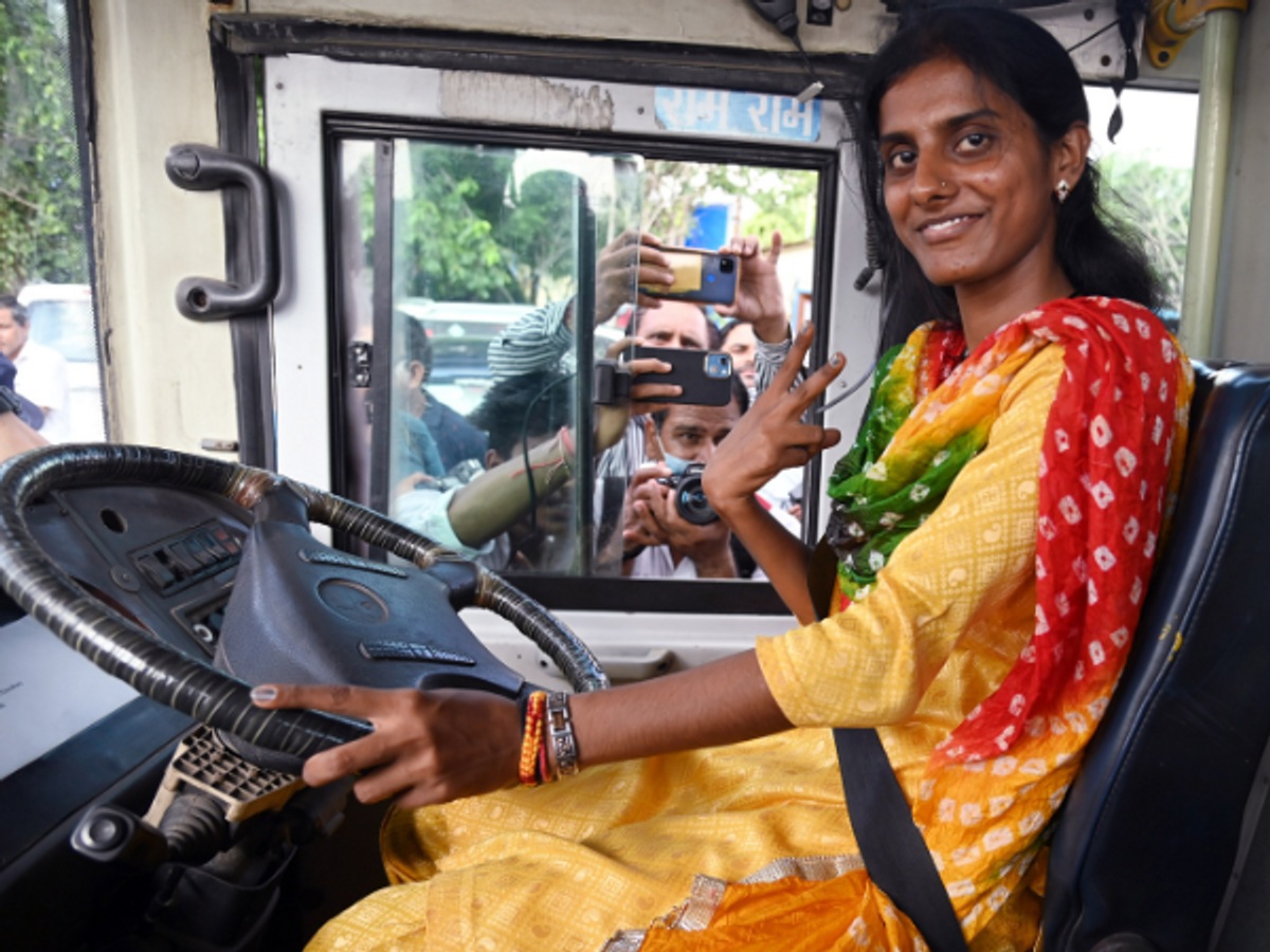 A woman bus driver in Delhi