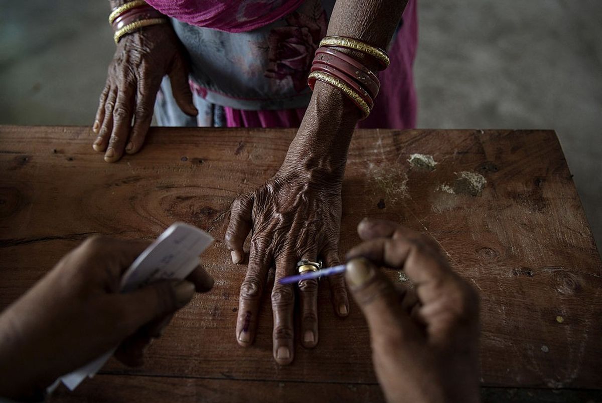 A woman voter in India, 2014