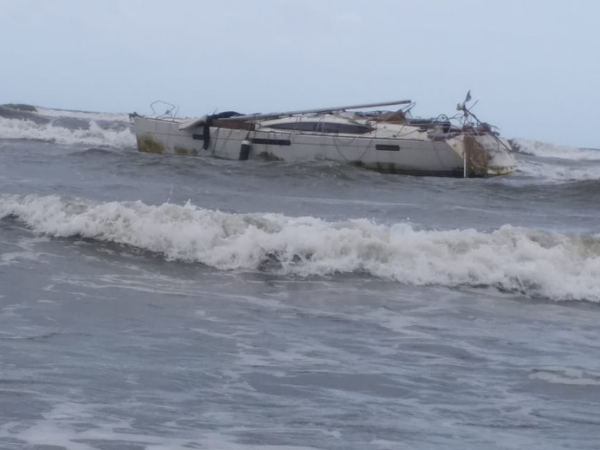 Abandoned boat off Raigad coast in Maharashtra