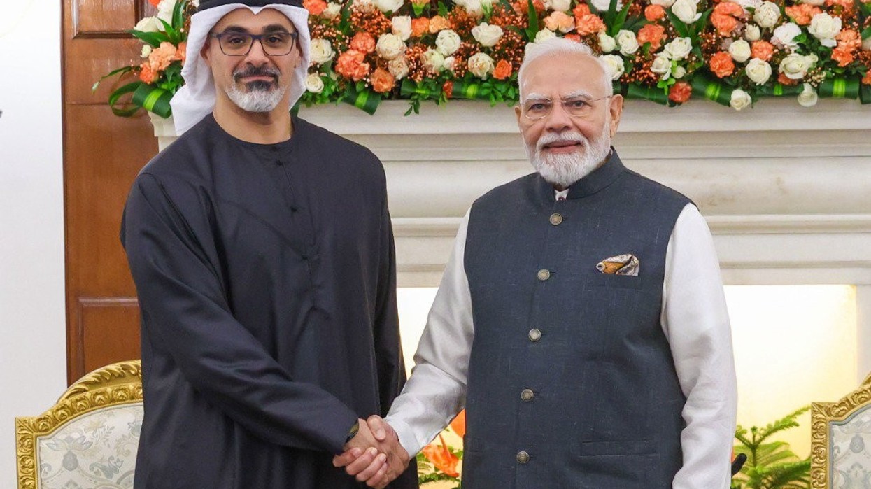 Abu Dhabi Crown Prince Sheikh Khaled bin Mohamed bin Zayed Al Nahyan with Indian PM Modi