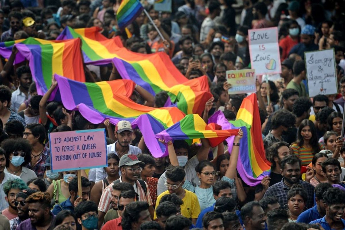 Activists and supporters of LGBTQ community walk a pride parad in Chennai, India