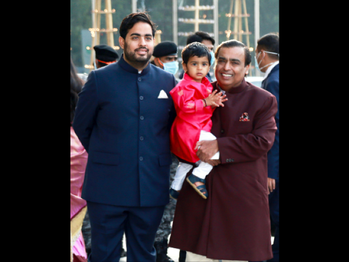 Akash Ambani with Mukesh Ambani