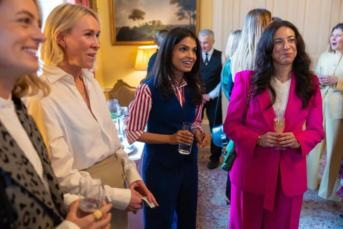Akshata Murty wears suit by Samantha Cameron