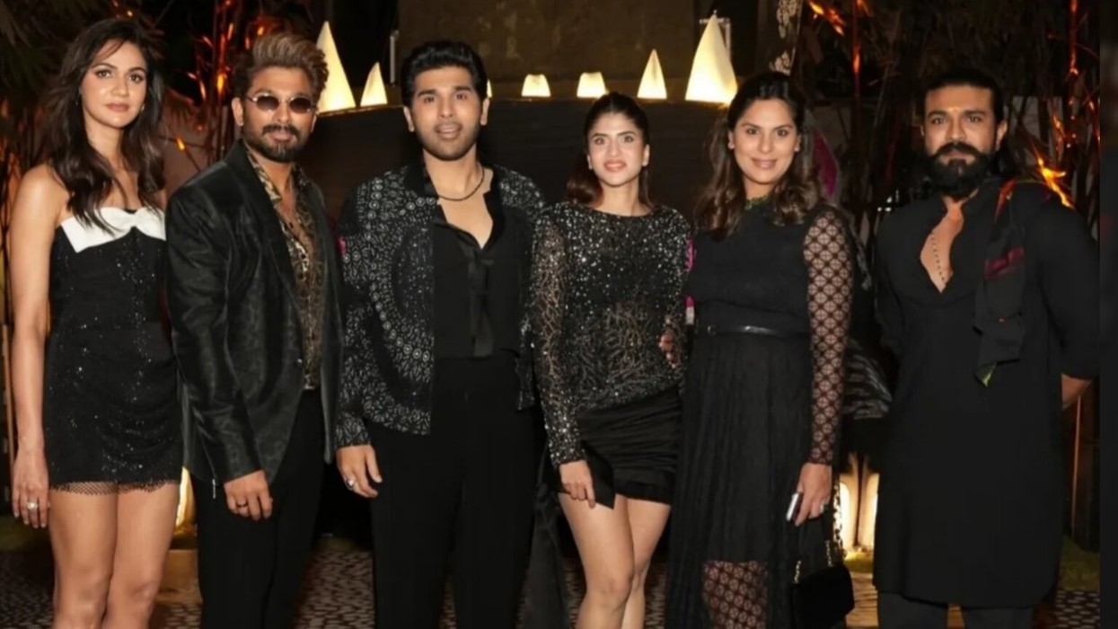 Allu Arjun and Ram Charan reunite at Allu Sirish’s pre-wedding celebrations