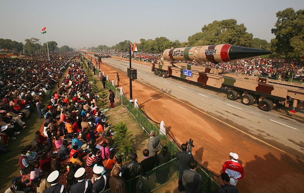 An Agni III nuclear capable missile is paraded during the Republic Day Parade in New Delhi, India,