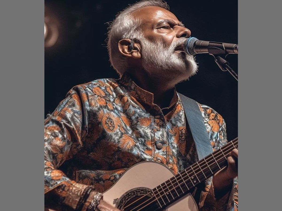An AI image of Indian prime minister Narendra Modi as a rock star.