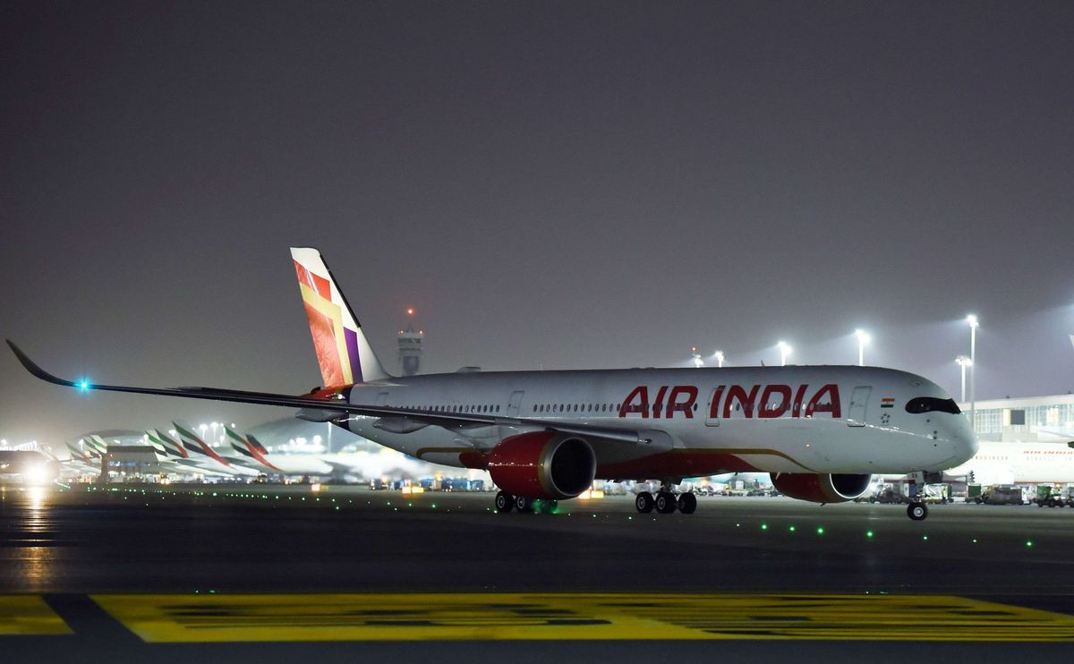An Air India Airbus A350-900 aircraft lands in Dubai, UAE