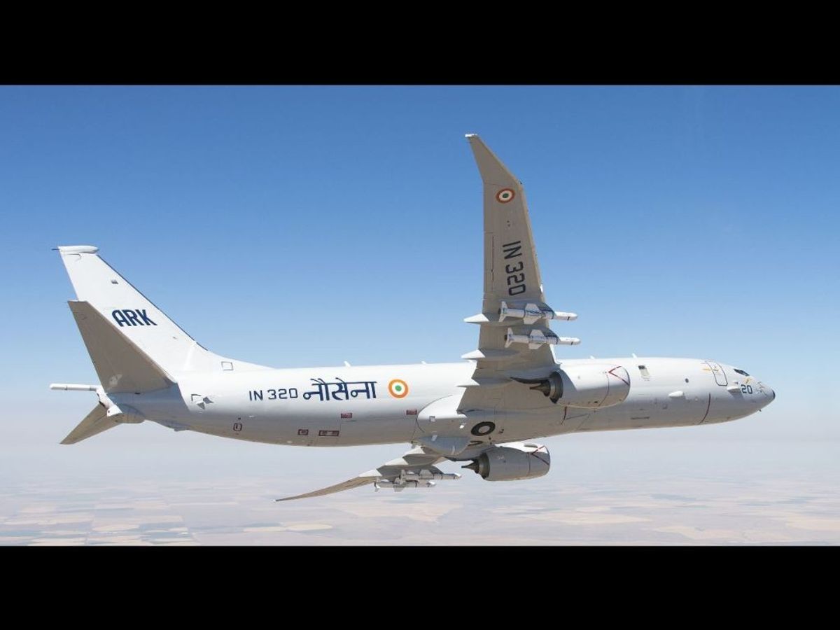 An aircraft deployed by the Indian Navy to the rescue of 39 crew on board a Chinese vessel that sank in the Indian Ocean.