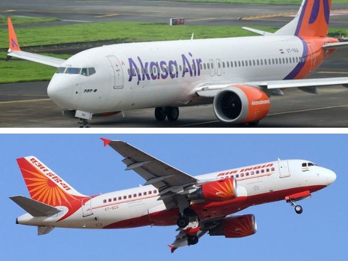 An Akasa Air and Air India aircaft