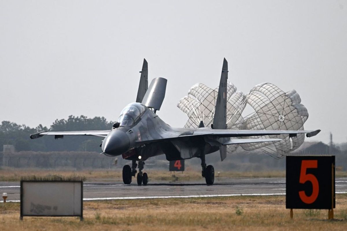 An Indian Air Force Sukhoi Su-30MKI fighter jet