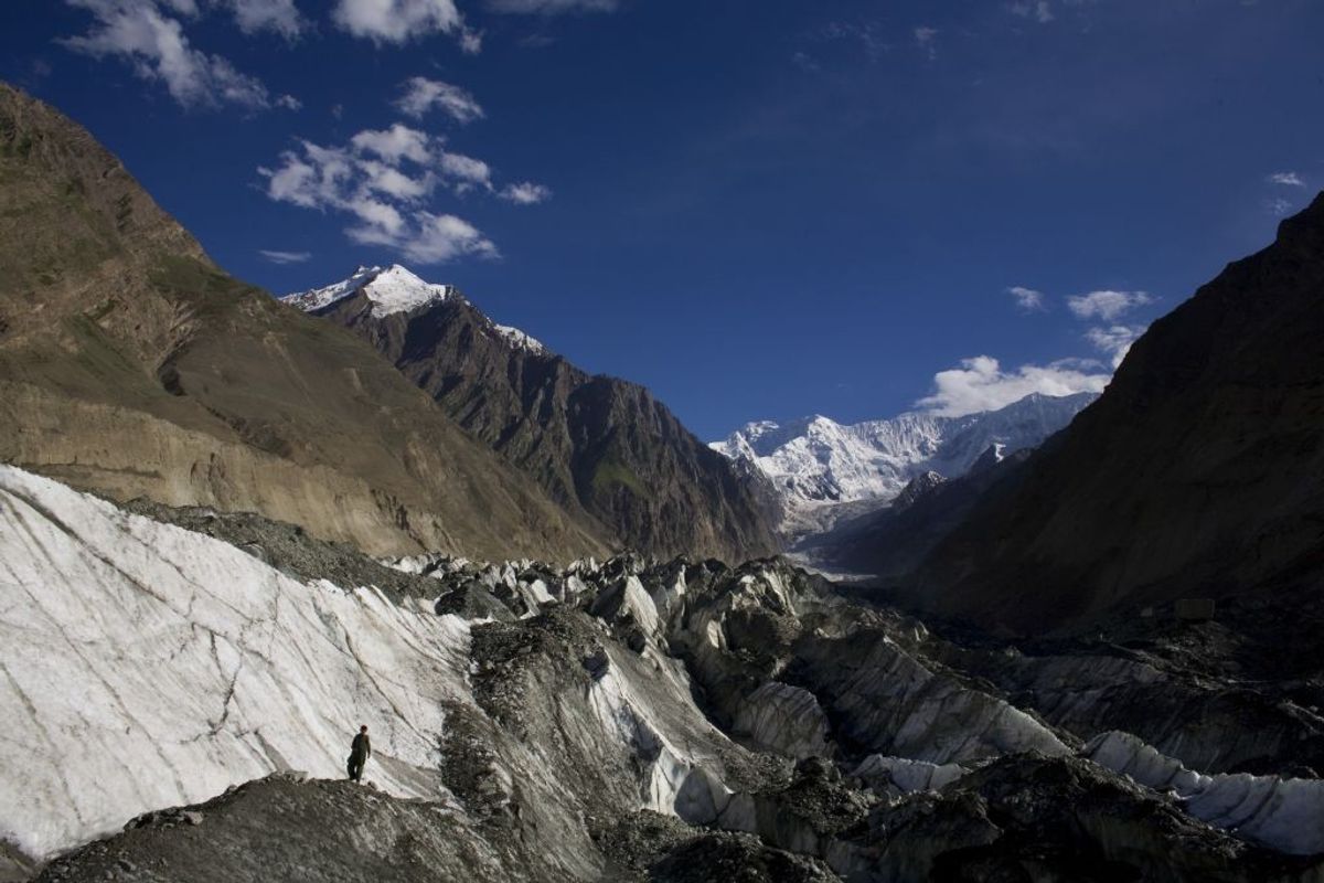 An overview of Hopar glacier on July 6, 2007 in the Nagar district of Gilgit-Baltistan in Pakistan-administered Kashmir