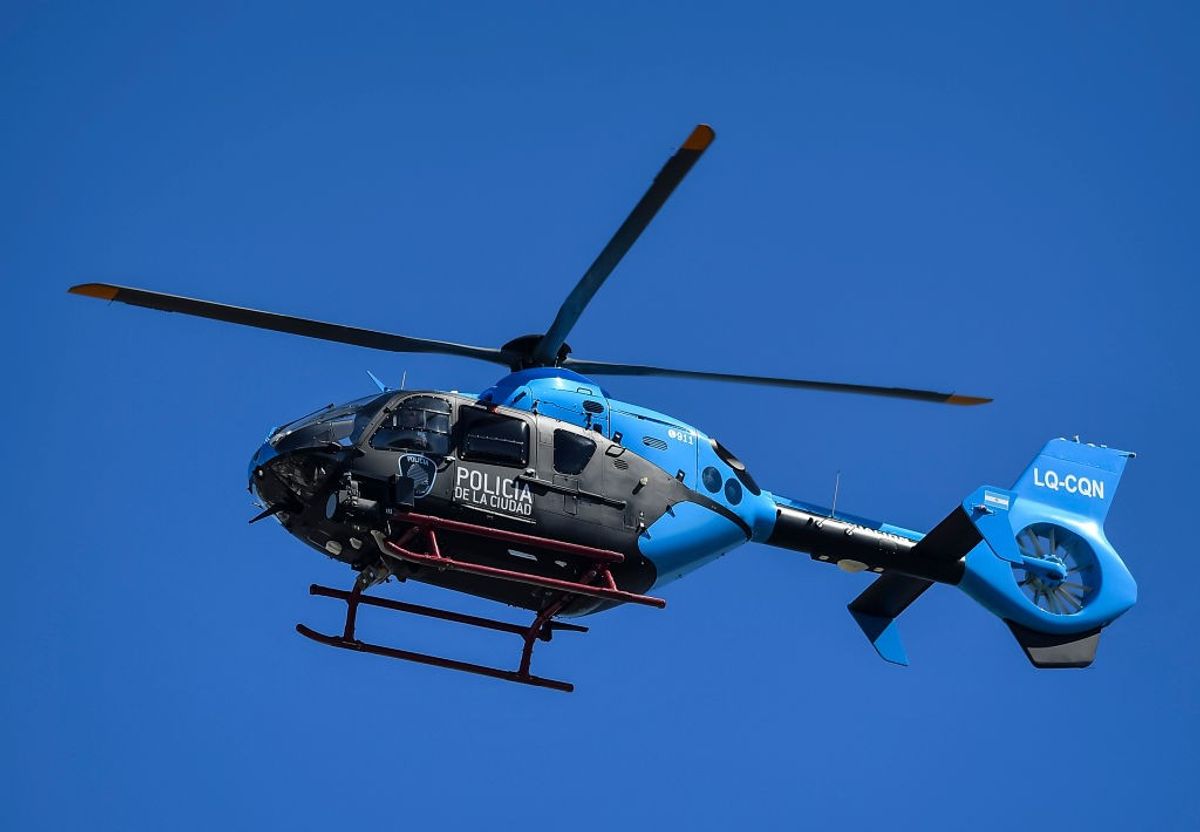 Argentina players fly in a helicopter in Buenos Aires