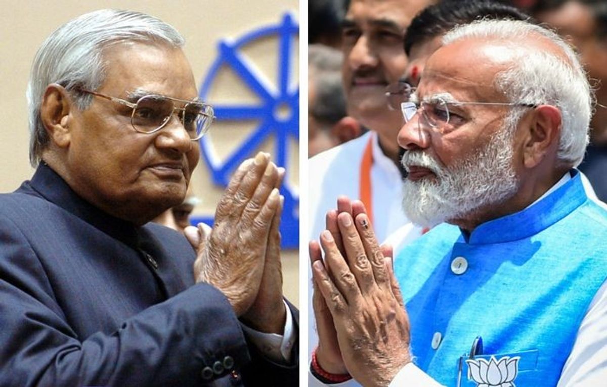 Atal Bihari Vajpayee (L) and PM Narendra Modi