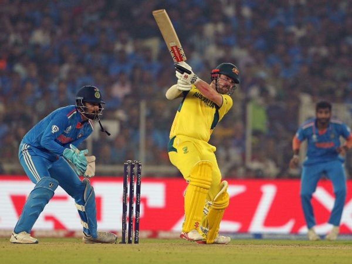 Australia batter Travis Head plays a shot in World Cup 2023 final against India