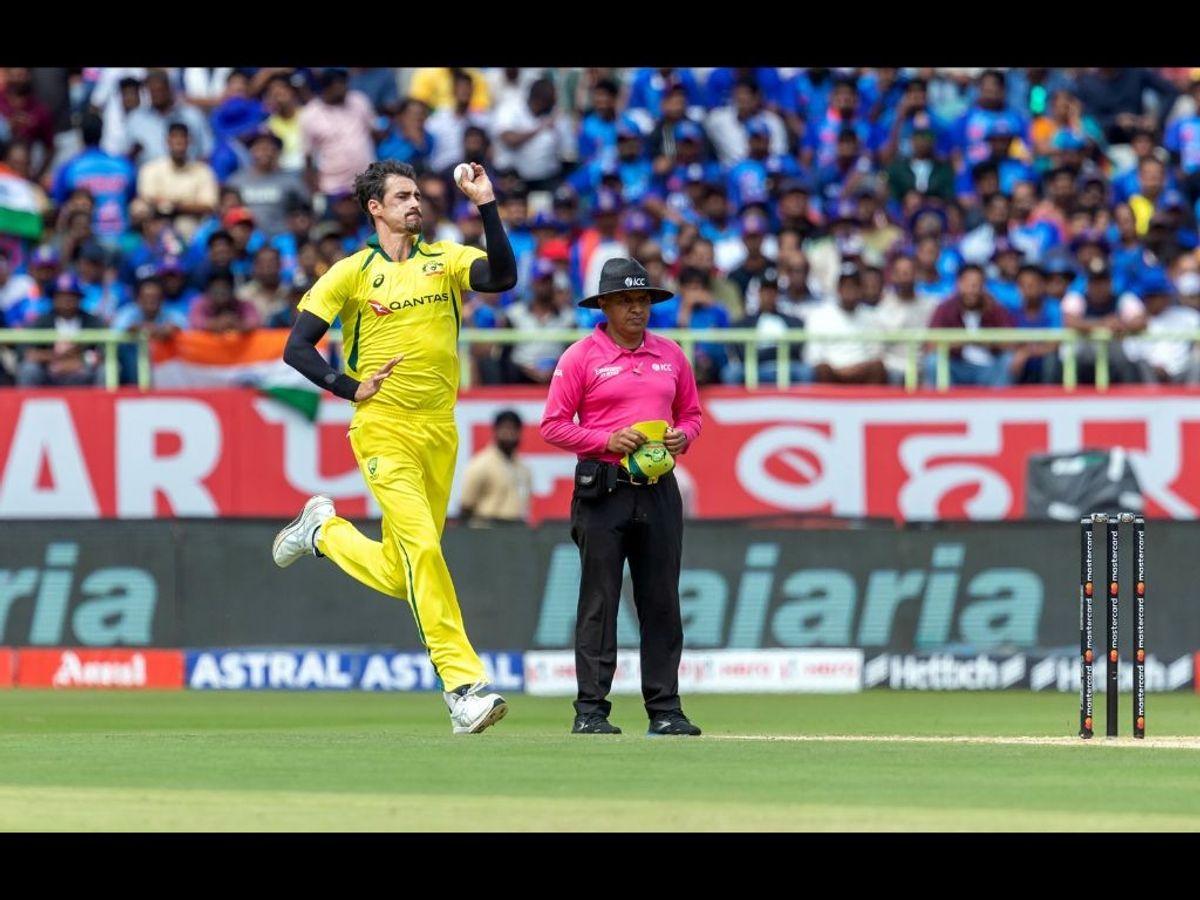 Australia pacer Mitchell Starc in action against India in the second ODI in Visakhapatnam on March 19, 2023