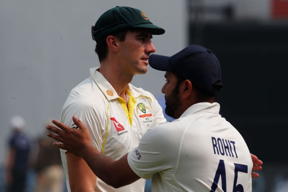 Australia Test captain Pat Cummins with his India counterpart Rohit Sharma.