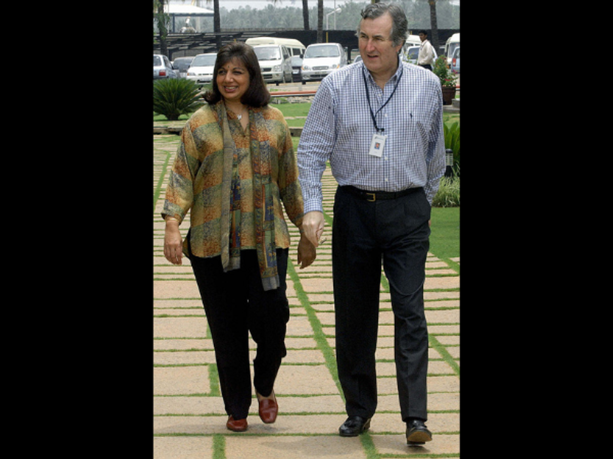 Biocon founder Kiran Mazumdar-Shaw with her late husband John Shaw