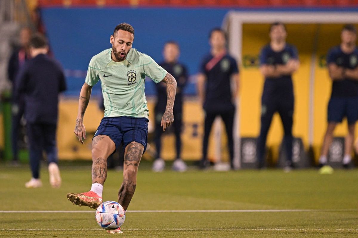 Brazil's Neymar at a practice session