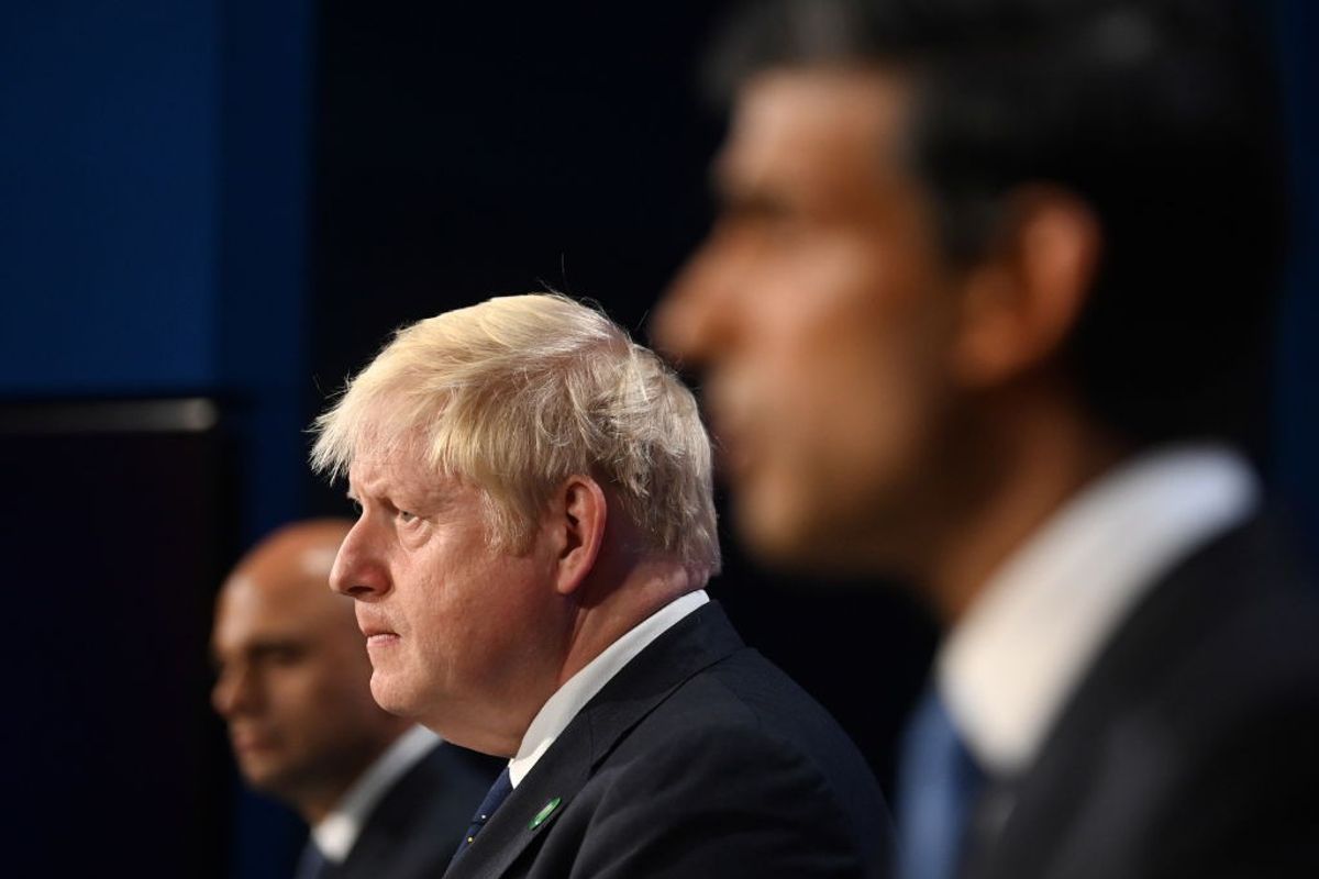 British PM Boris Johnson with Rishi Sunak and Sajid Javid