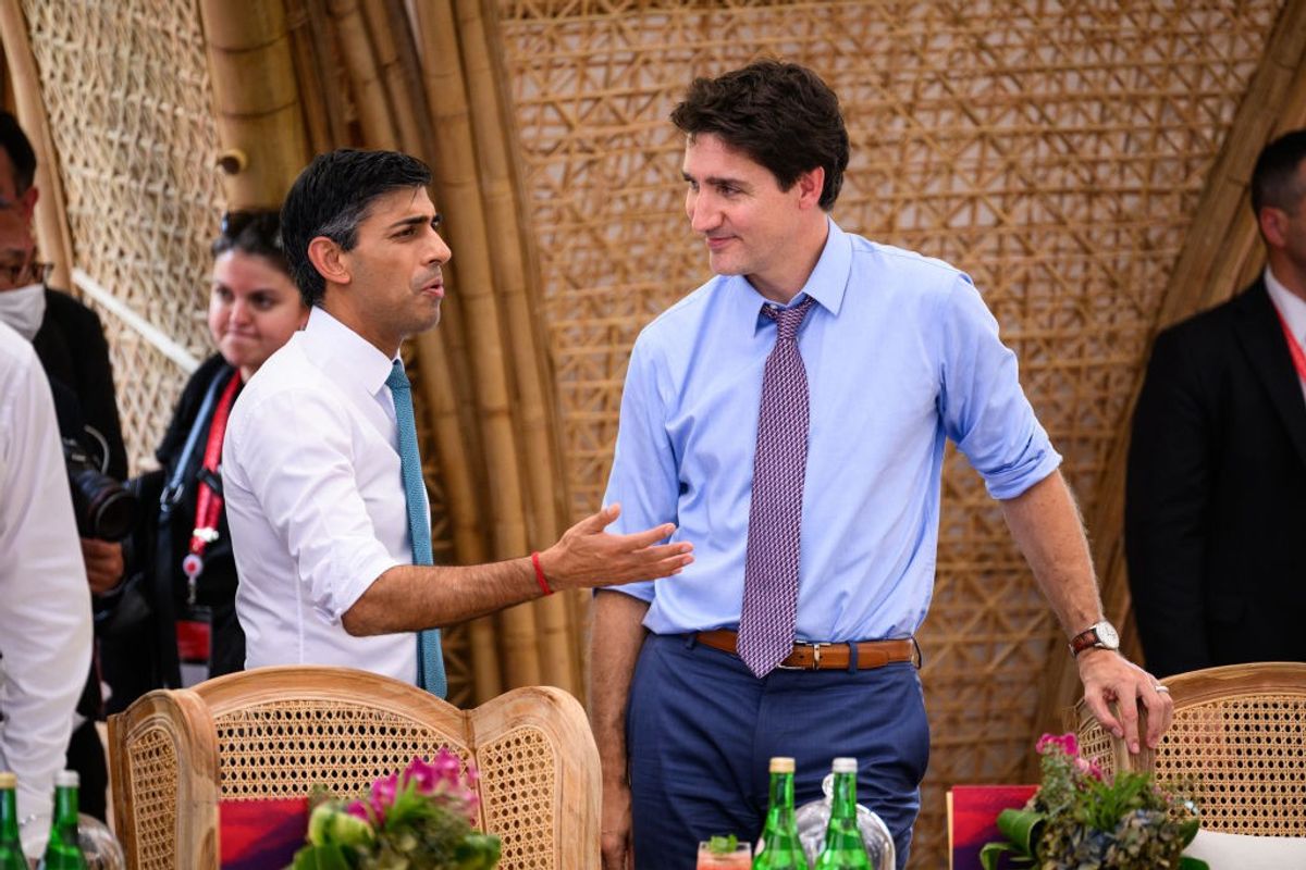 Canadian prime minister Justin Trudeau with his British counterpart Rishi Sunak