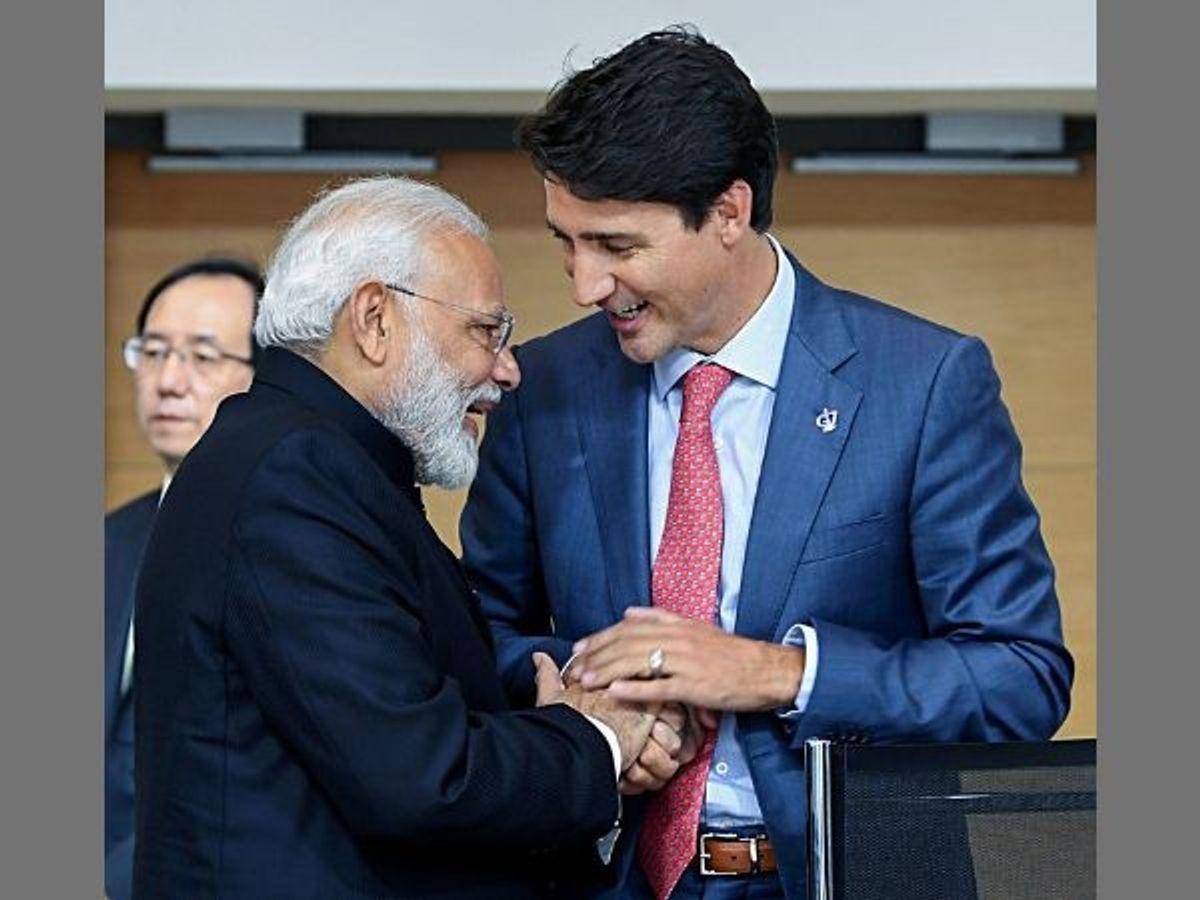 Canadian prime minister Justin Trudeau with his Indian counterpart Narendra Modi