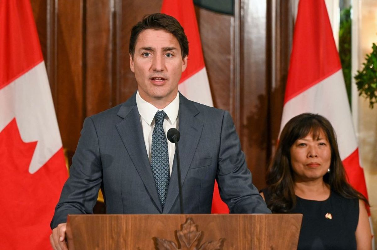 Canadian prime minister Justin Trudeau with trade minister Mary Ng