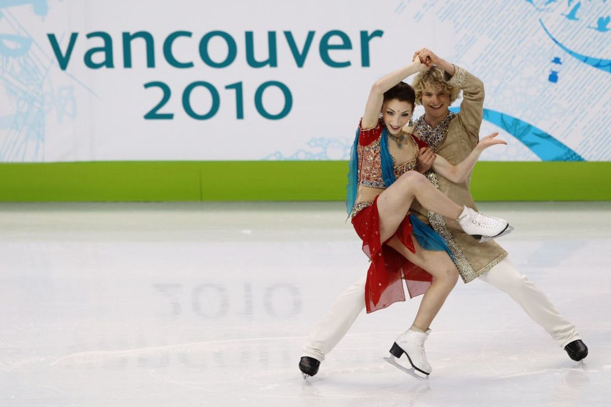Charlie White and Meryl Davis of the US compete in the figure skating ice dance - original dance on day 10 of the Vancouver 2010