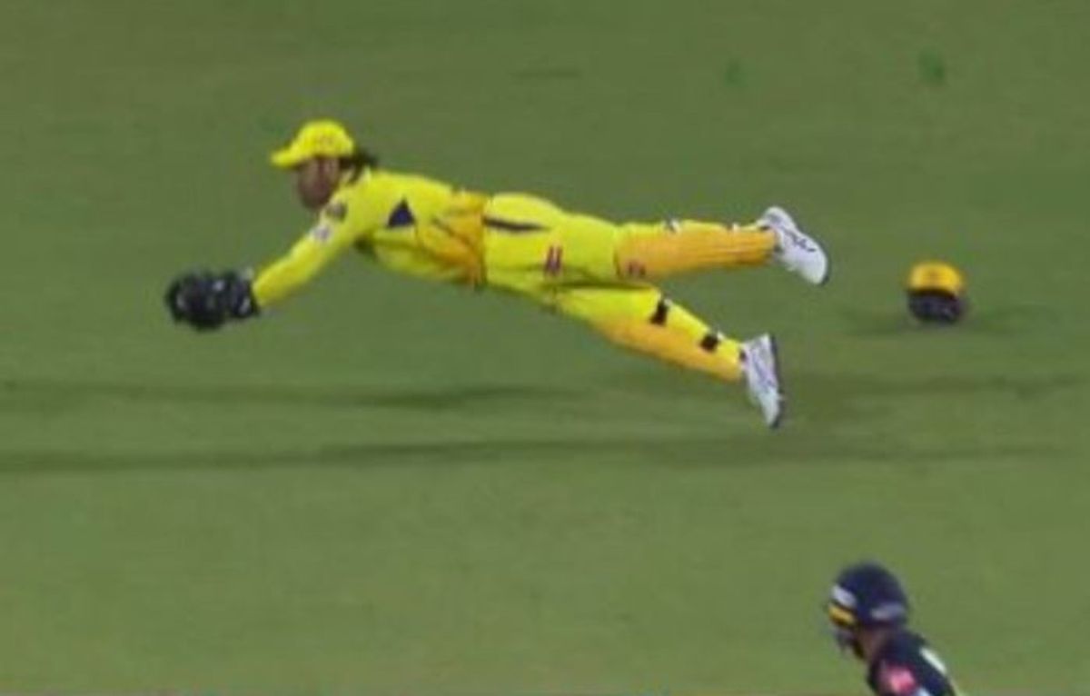 Chennai Super Kings wicketkeeper MS Dhoni takes a startling catch to dismiss Gujarat Titans' Vijay Shankar in IPL 2024 in Chennai