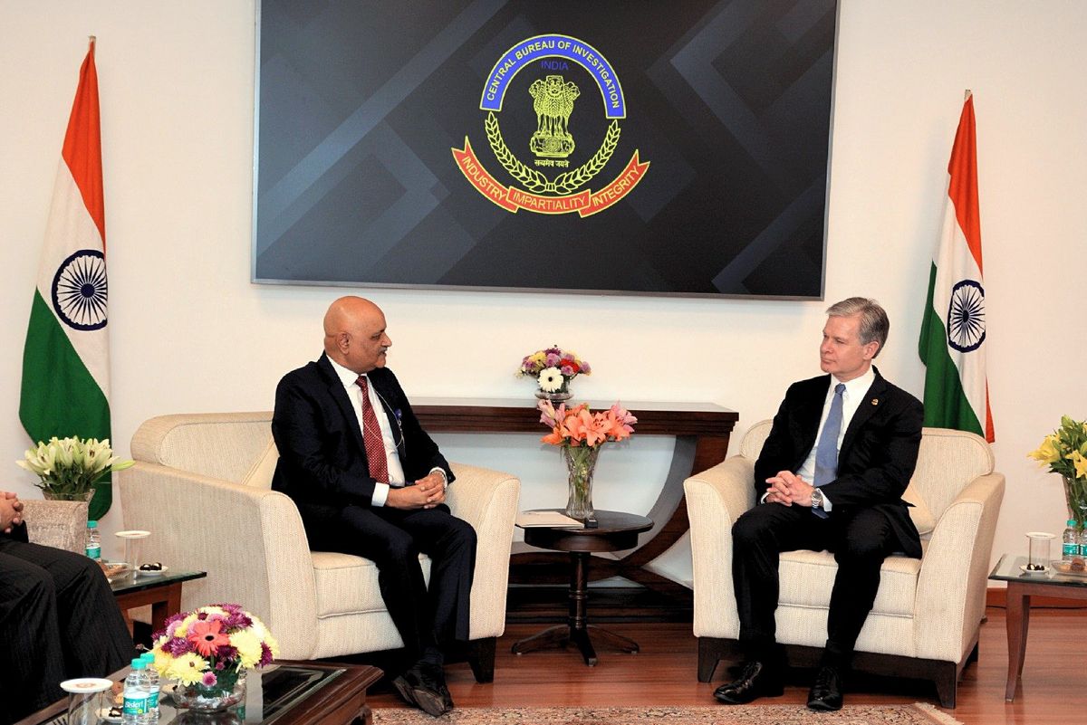 Christopher Wray, chief of the USA's FBI, in India