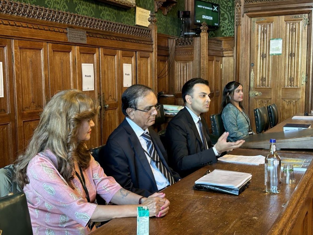 Dhriv Chhatralia BEM (third from right) gives his 400th talk on the Hanuman Chalisa at the House of Commons of the UK parliament.