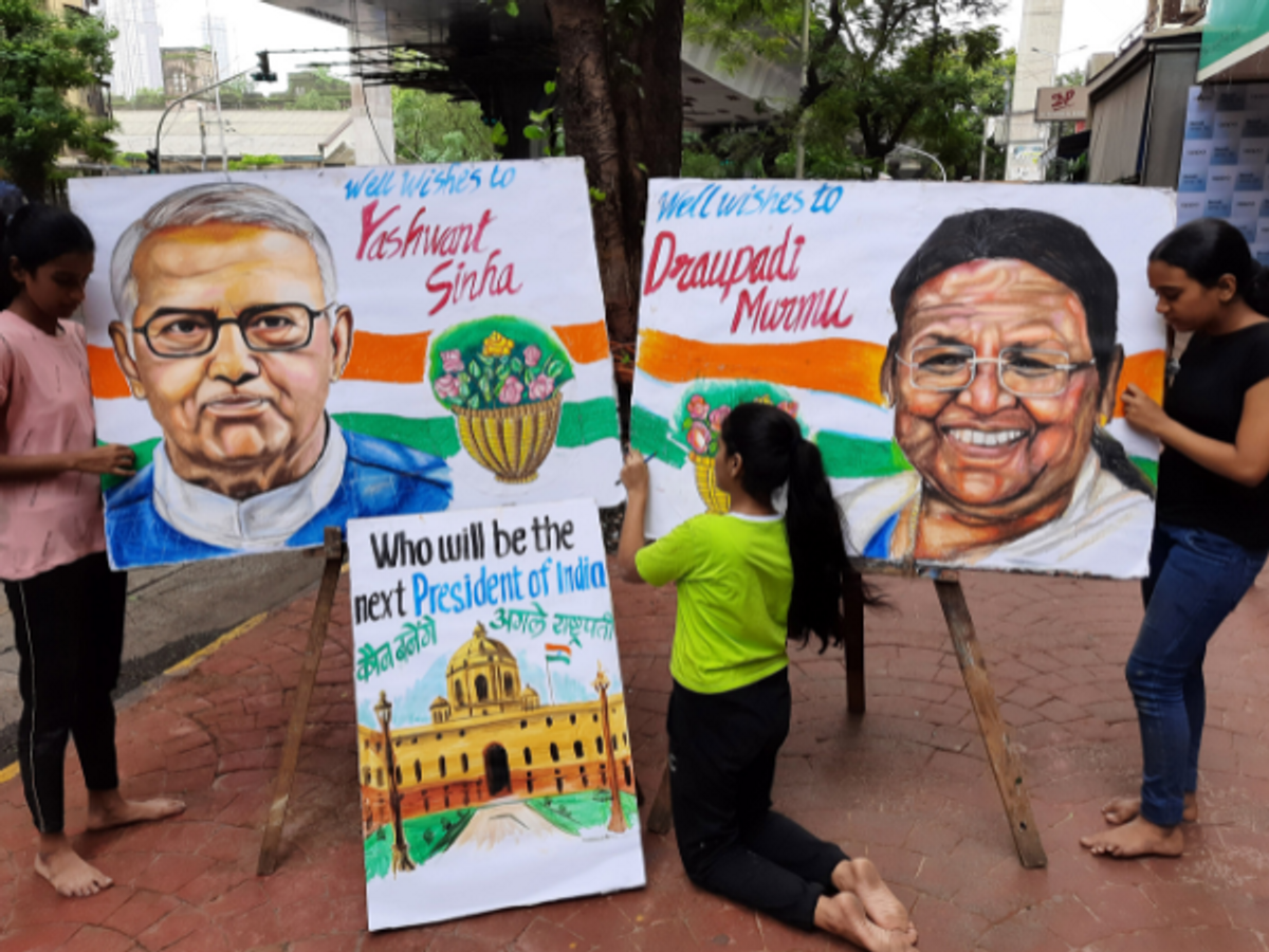 Droupadi Murmu and Yashwant Sinha pictures