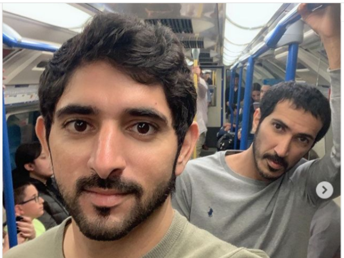 Dubai Crown Prince Sheikh Hamdan bin Mohammed Al Maktoum travels in London tube with a friend