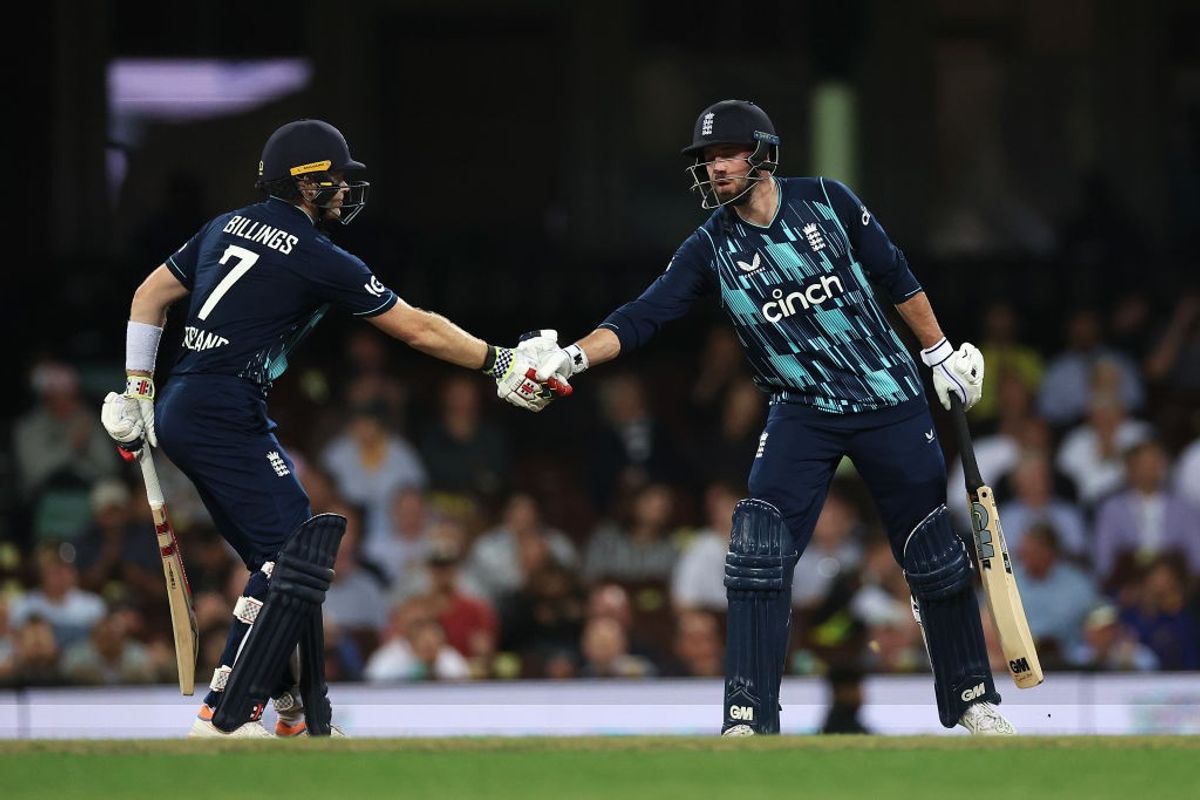 England batters James Vince (R) and Sam Billings