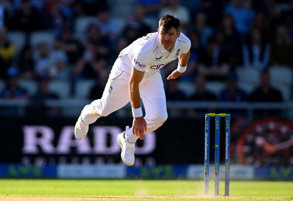England bowler James Anderson in action.