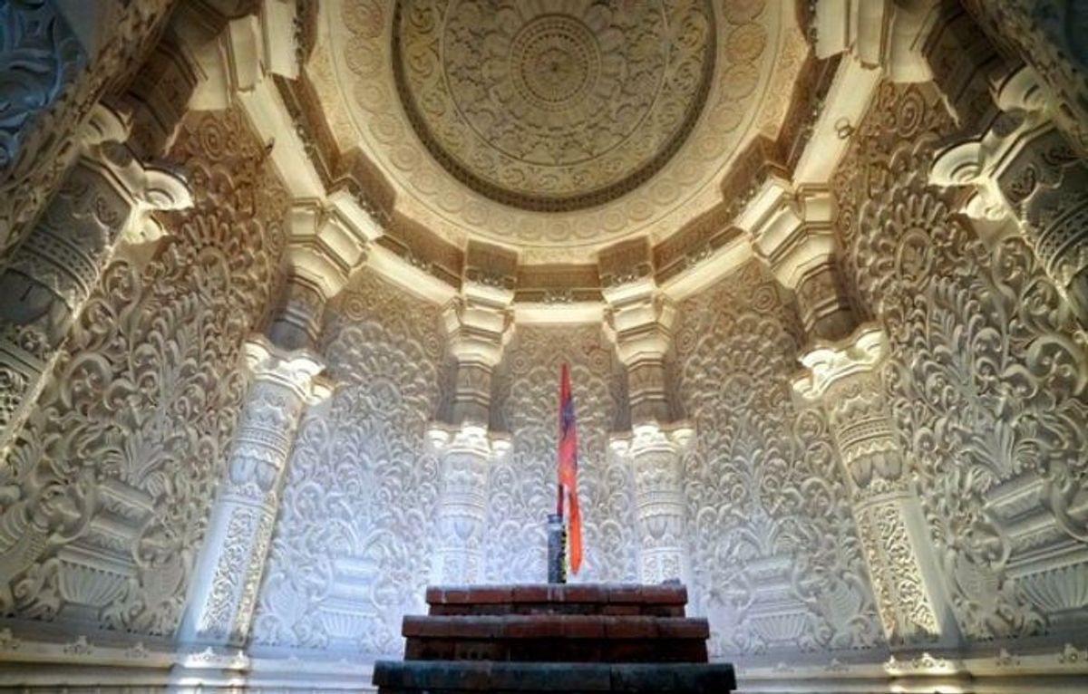 (File Photo) A view of the Makrana marble sanctum sanctorum where the idol of Lord Ram will be installed in the consecration ceremony of the Ram Janmabhoomi Temple on January 2024, in Ayodhya in the northern Indian state of Uttar Pradesh