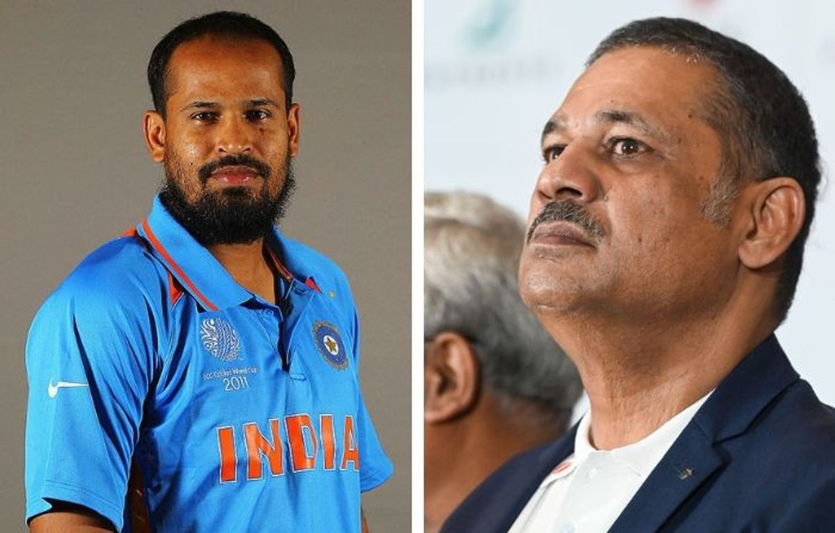 Former India cricketers Yusuf Pathan (L) and Kirti Azad