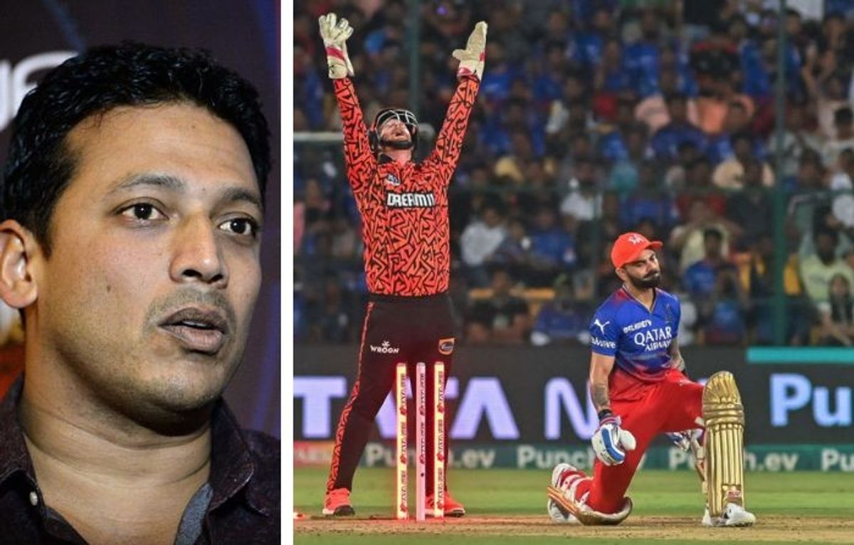 Former Indian tennis player Mahesh Bhupathi and a scene from the match between RCB and SRH in IPL 2024
